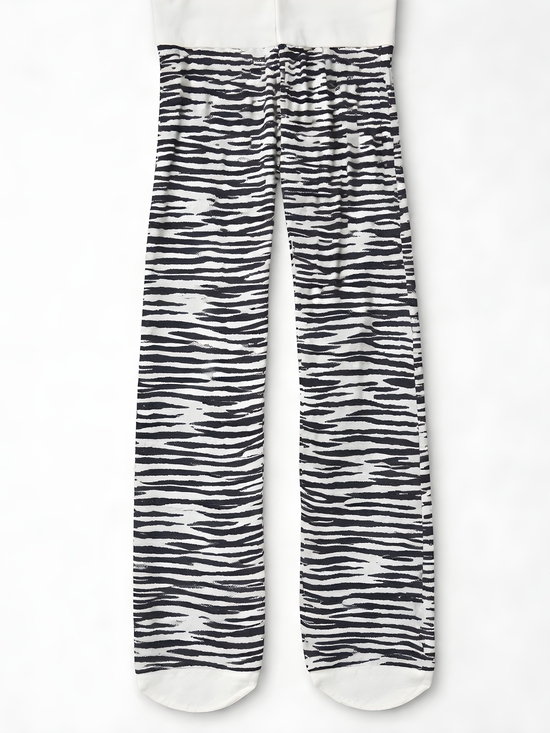 Other - Zebra Stripe Support Tights - Animal Print Panty Hose Black/White